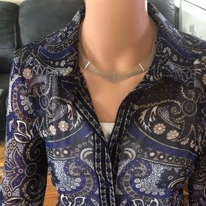 💕INC sheer button down top in a geometric pattern